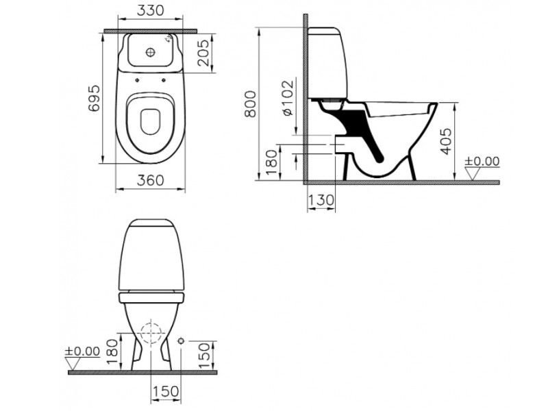 Купить Напольный унитаз Vitra Grand 9763B003-0237 крышка стандарт