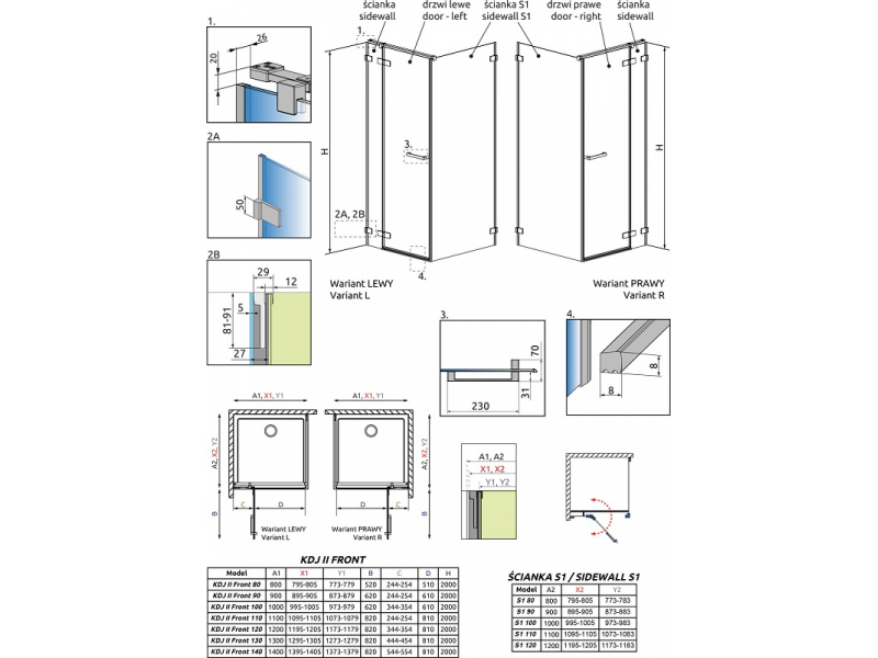 Купить Душевой уголок Radaway Arta KDJ II L, 90 x 80 см, стекло прозрачное, левое исполнение