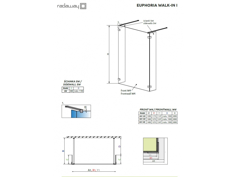 Купить Душевое ограждение Radaway Euphoria Walk-In I 1400, стекло прозрачное