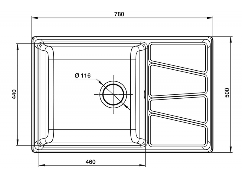 Купить Кухонная мойка GranFest Vertex GF-V-780 L, 78х50 см, графит