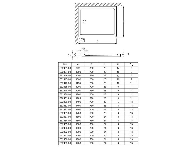 Купить Поддон акриловый Jacob Delafon Flight Safe Couleur 160 x 90 x 4, E62482-F-M53, матовый антрацит, с антискользящим покрытием