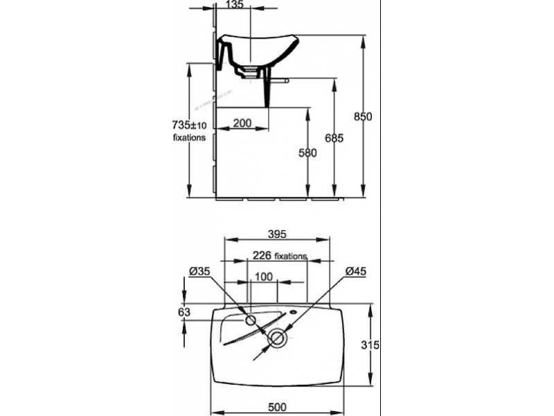 Купить Раковина Jacob Delafon Escale E1025-00, 50 х 30,5 см