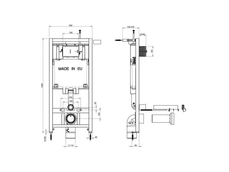 Купить Инсталляция Jacob Delafon с безободковым унитазом Jacob Delafon Elite E21742RU-00, тонкое сиденьем с микролифтом, клавиша хром, комплект (E29025+EDX114RU+E4316)