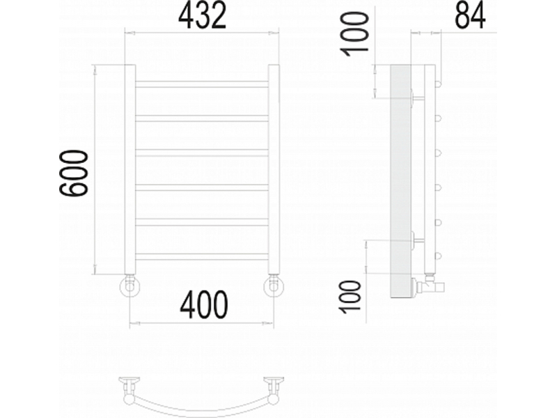 Купить Полотенцесушитель электрический Terminus Классик П6 450x650, ширина 48.2 см, высота 65 см