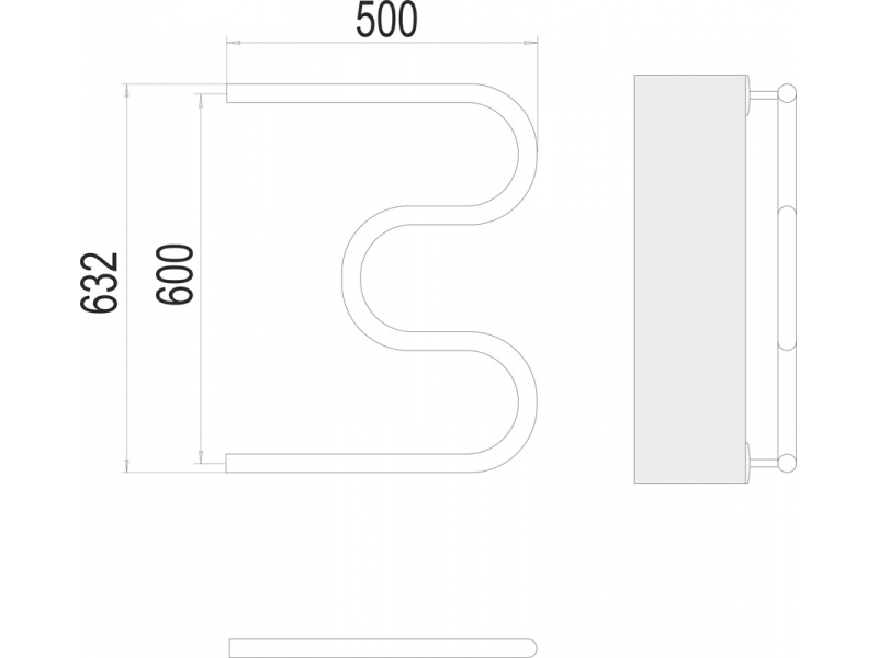 Купить Полотенцесушитель водяной Terminus М 600x500, ширина 50 см, высота 63.2 см, боковое подключение