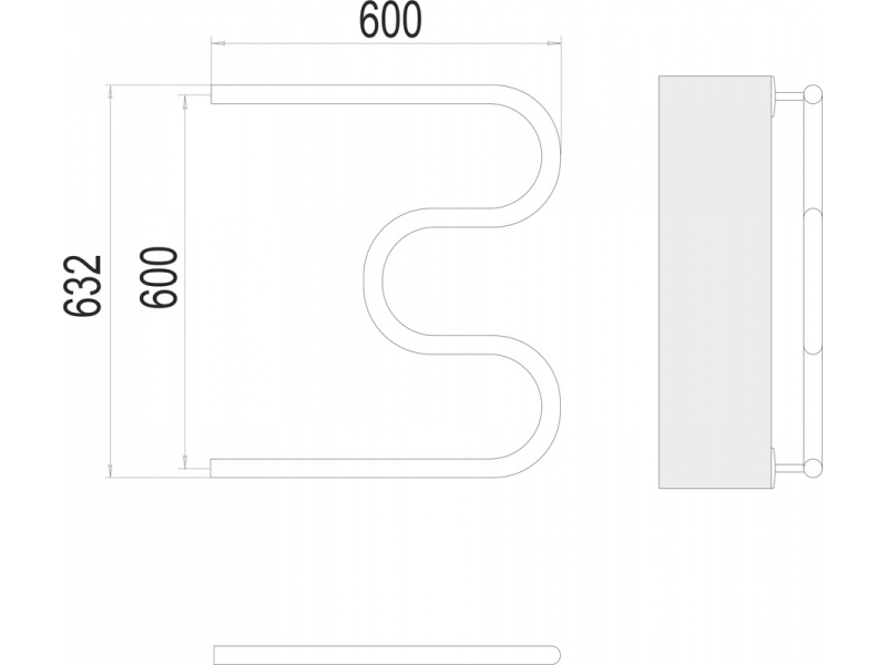 Купить Полотенцесушитель водяной Terminus М 600x600, ширина 60 см, высота 63.2 см, боковое подключение