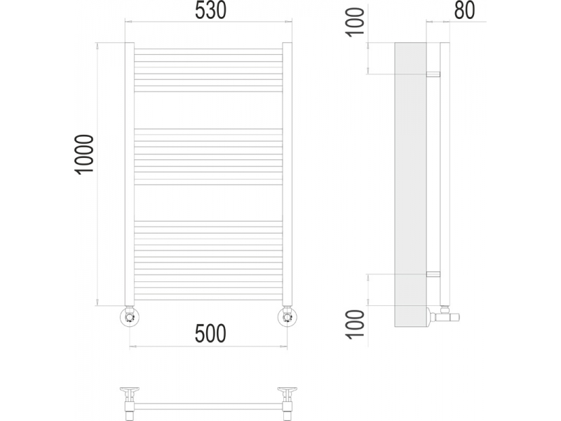 Купить Полотенцесушитель водяной Terminus Сицилия П14 500x846, ширина 53 см, высота 93 см