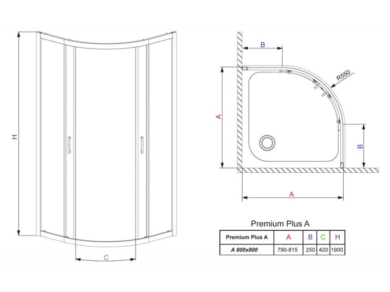 Купить Душевой уголок Radaway Premium Plus A, 80 х 80 x 190 см, стекло фабрик