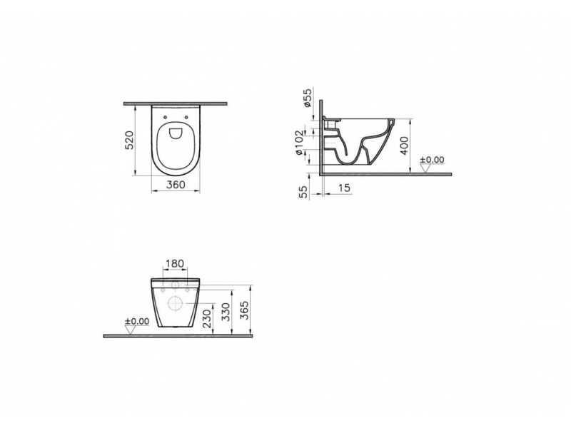 Купить Подвесной унитаз Vitra S50, 7740B003-0075, безободковый