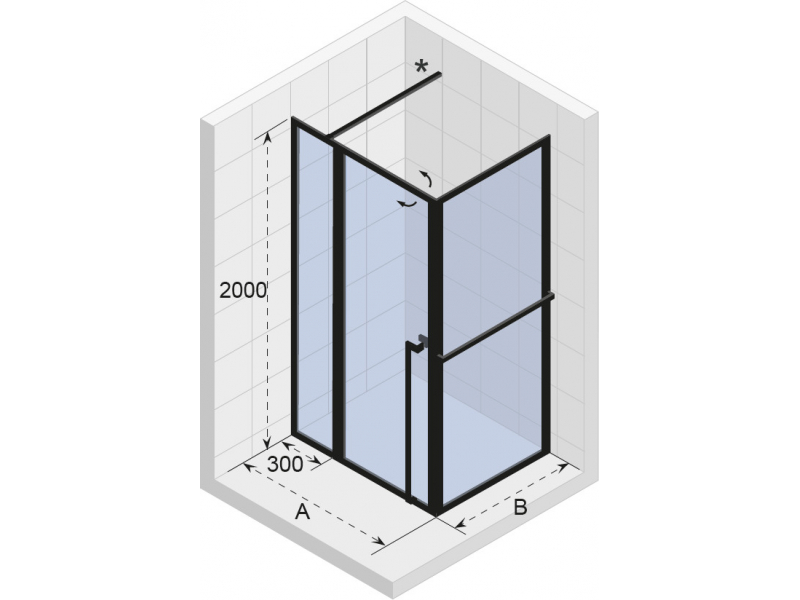 Купить Душевой уголок Riho Lucid GD203 GD211B090 110 x 90 x 200 см, стекло прозрачное, профиль черный матовый