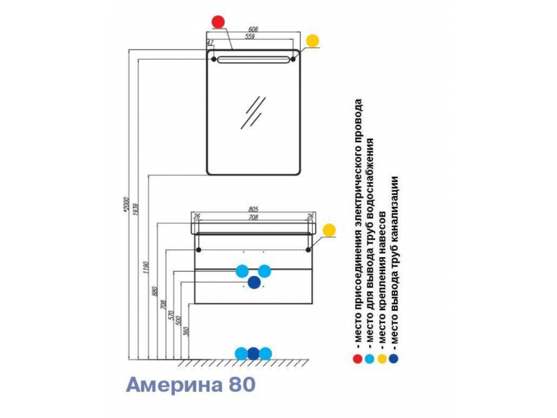 Купить Тумба под раковину Акватон АМЕРИНА 80