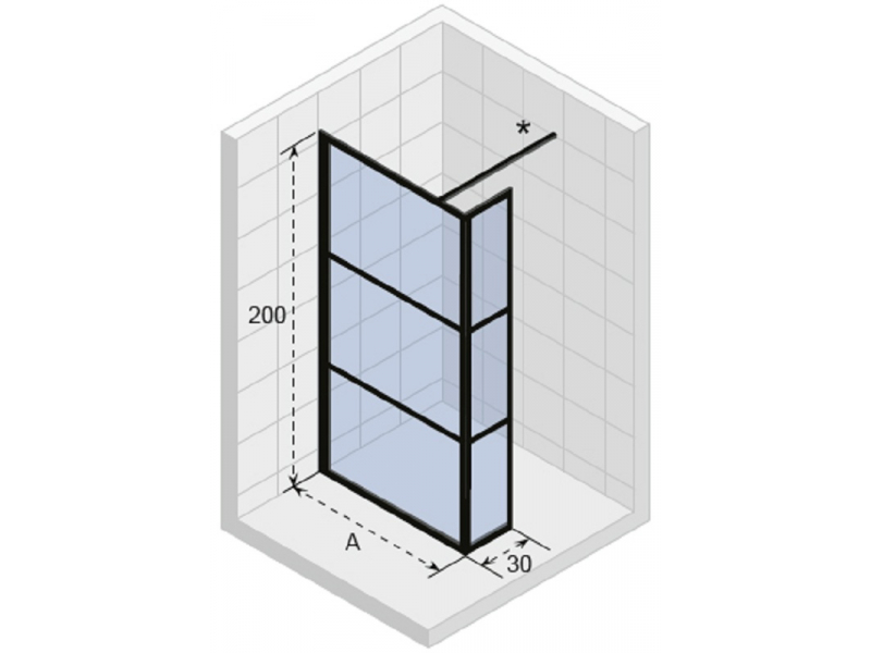 Купить Неподвижная стенка Riho Grid XL GB402, GB4100030, 100 х 200 см