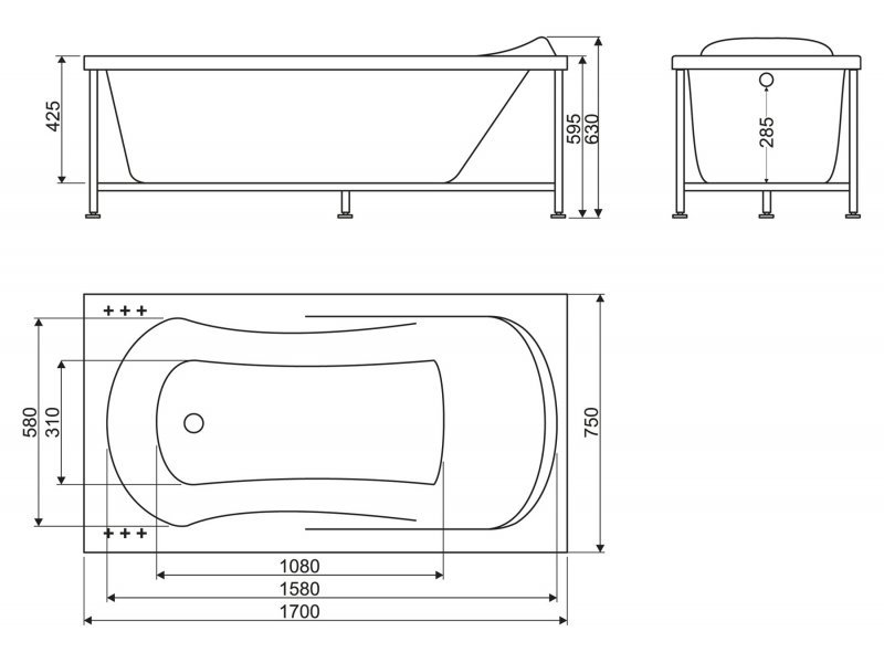 Купить Ванна акриловая BelBagno BB103 170 x 75 x 42.5 см пристенная