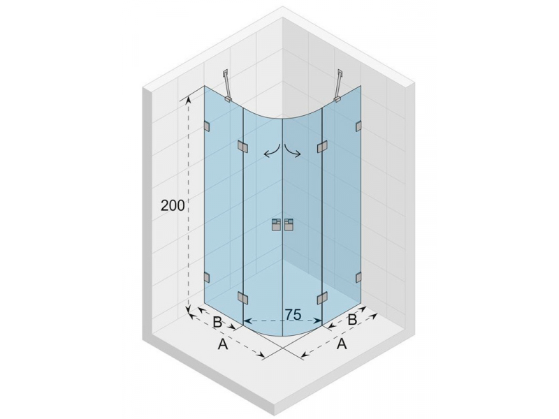 Купить Душевой уголок Riho SZ Scandic NXT X309, 87x87x200 см, цвет профиля черный, стекло прозрачное, левый/правый, GX04403B0