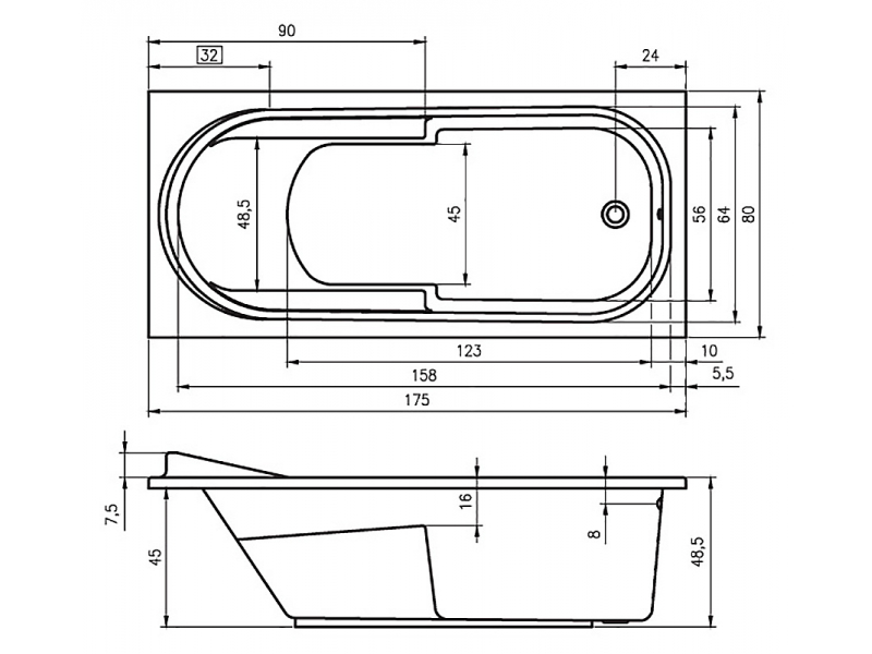 Купить Акриловая ванна Riho Columbia 175 x 80 см