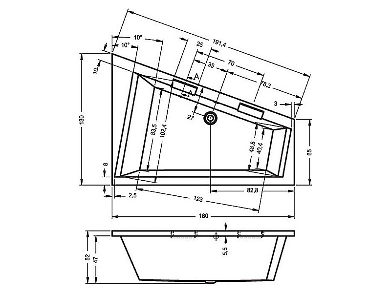 Купить Ванна акриловая Riho Doppio 180 x 130 см, левая/правая (BA9000500000000)