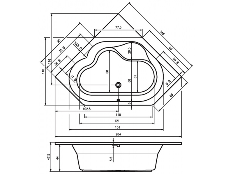 Купить Ванна акриловая Riho Winnipeg 145 x 145 см