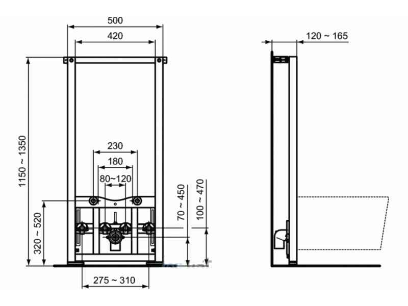 Купить Инсталляция Ideal Standard Prosys с биде Connect Air, D212101, комплект