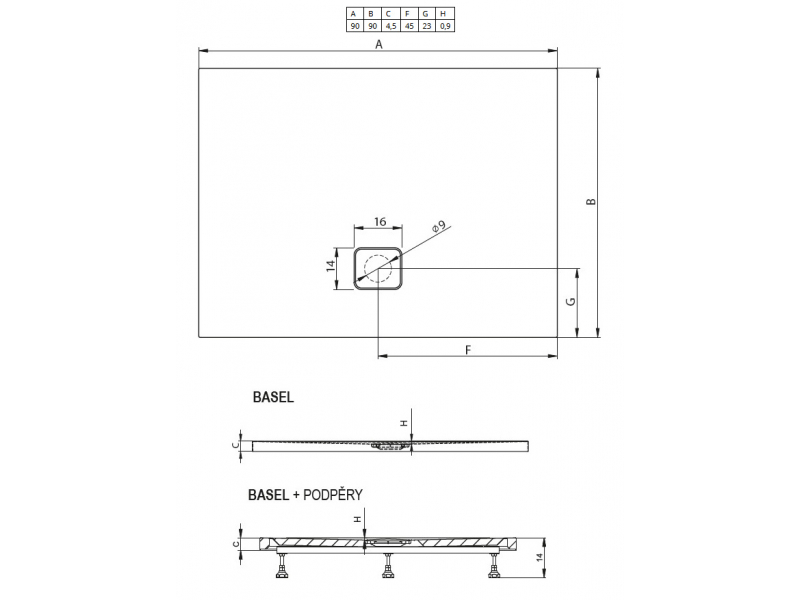 Купить Душевой поддон Riho Basel 412 90 x 90 см DC221700000000S акриловый, квадратный, цвет черный матовый