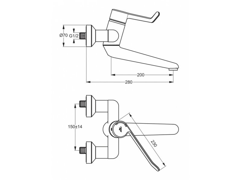 Купить Смеситель Ideal Standard Ceraplus Sequential настенный для раковины, хром, B8225AA