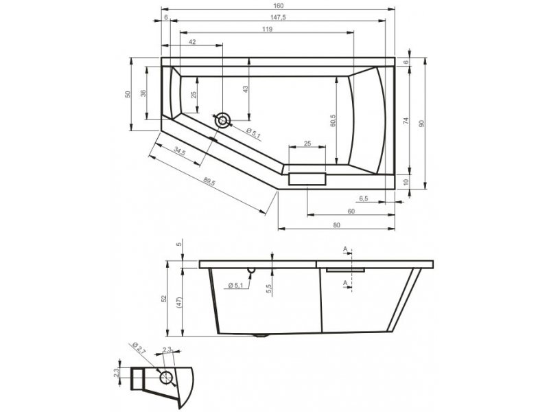 Купить Ванна гидромассажная Riho Geta 170 x 90 см, BLISS, левая/правая