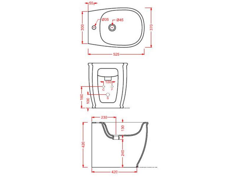 Купить Биде Artceram Azuley AZB002 01; 00, напольное