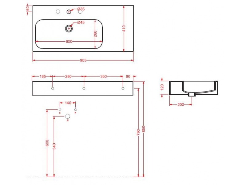 Купить Раковина ArtCeram Block BKL002 01; 00, подвесная, 90,5 х 41 х 12 см