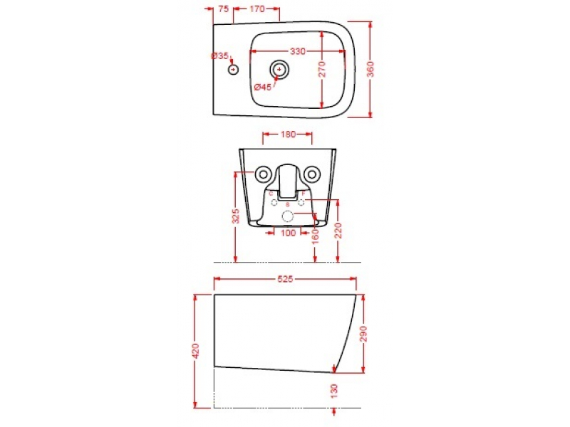 Купить Биде ArtCeram A16 ASB001 01; 00, подвесное