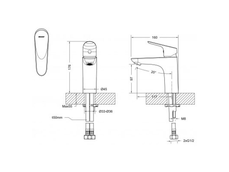 Купить Смеситель Bravat Drop F14898C-RUS для раковины