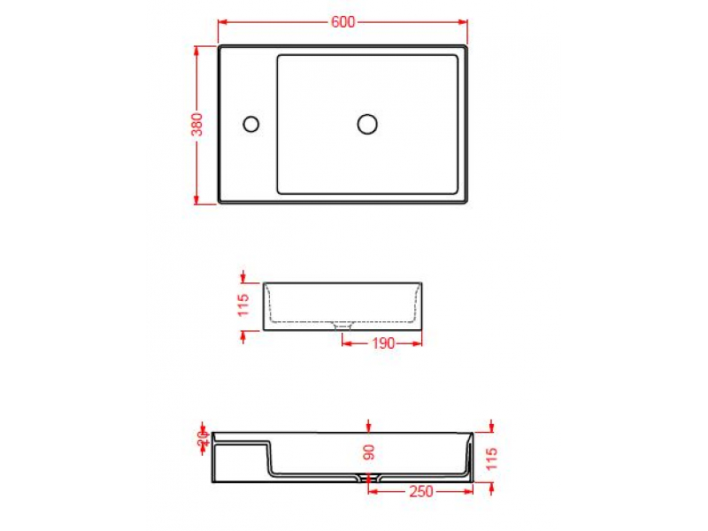 Купить Раковина ArtCeram Scalino 60 SCL003 17; 00, накладная, цвет - черный матовый, 60 х 38 х 11,5 см