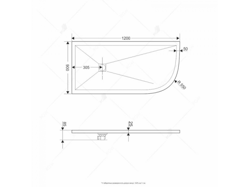 Купить Душевой поддон RGW ST/A L/R – 0129G 16154129-02L/R 90 x 120 см, асимметричный, цвет серый, из искусственного камня