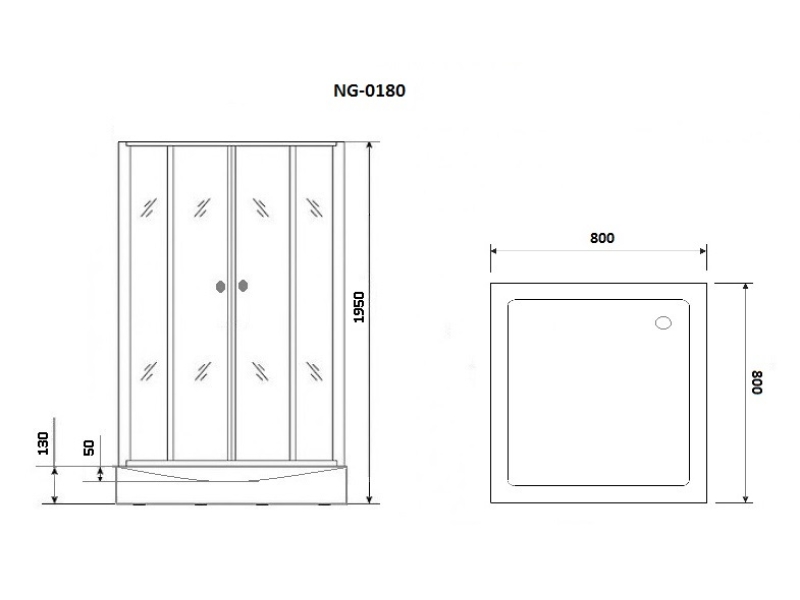 Купить Душевой уголок Niagara Nova NG-0180-14 800х800х1950 см квадратный с поддоном, профиль черный, стекло прозрачное