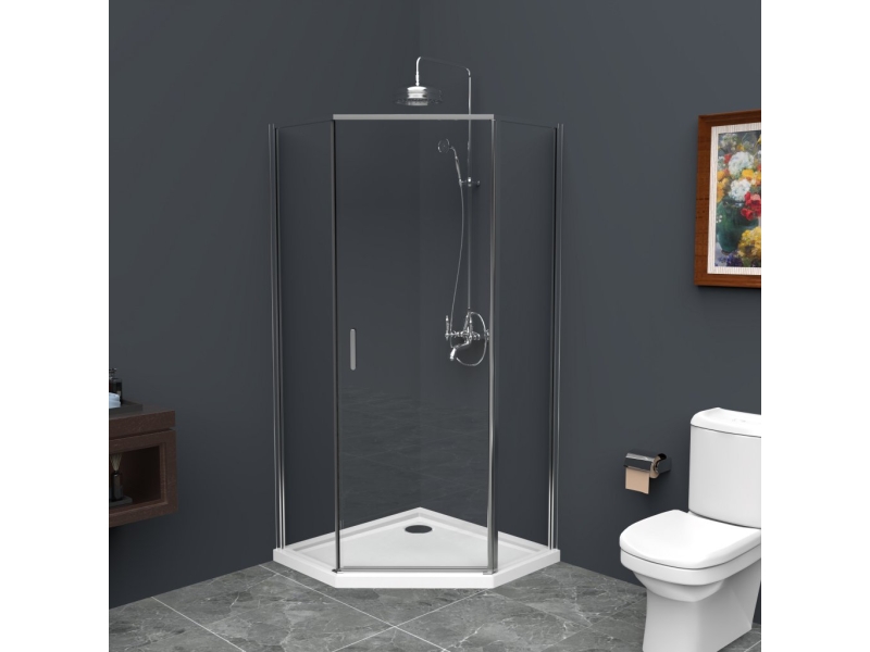 Купить Душевой уголок BelBagno UNO-195, 90 х 90 х 195 см, стекло прозрачное, профиль хром, UNO-195-P-1-90-C-Cr