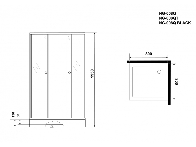 Купить Душевой уголок Niagara NG-010-14Q Black 1000 х 1000 х 1950 см c низким поддоном, квадратный, черный