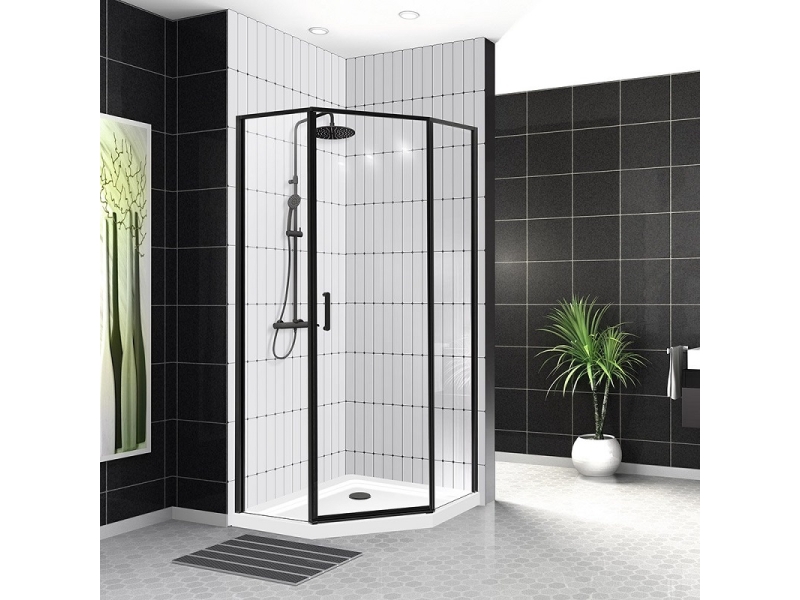 Купить Душевой уголок BelBagno Uno-195, 100 х 100 х 195 см, профиль черный матовый, стекло прозрачное, UNO-195-P-1-100-C-NERO