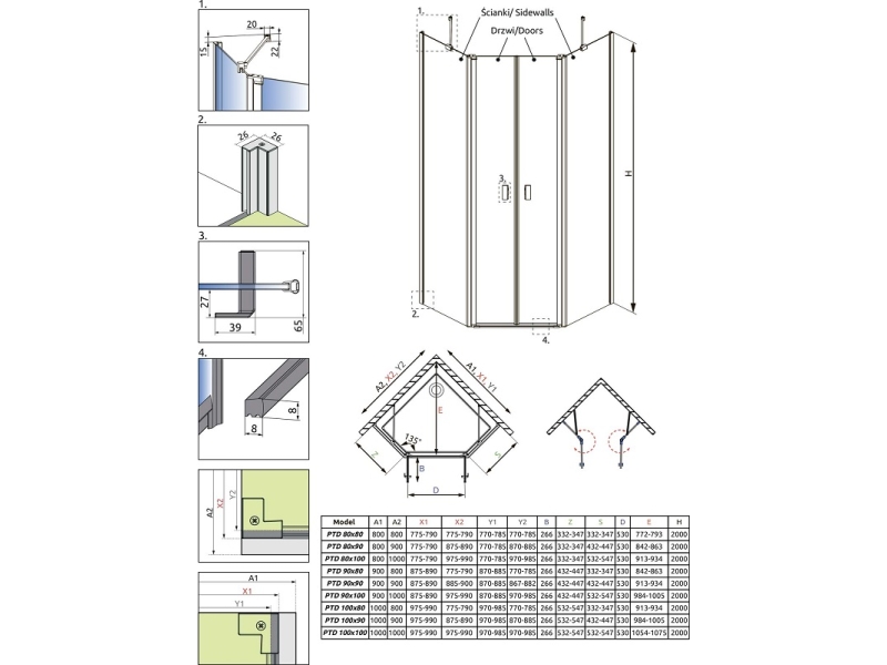 Купить Душевой уголок Radaway Nes PTD, 80 x 80 см, стекло прозрачное, профиль хром