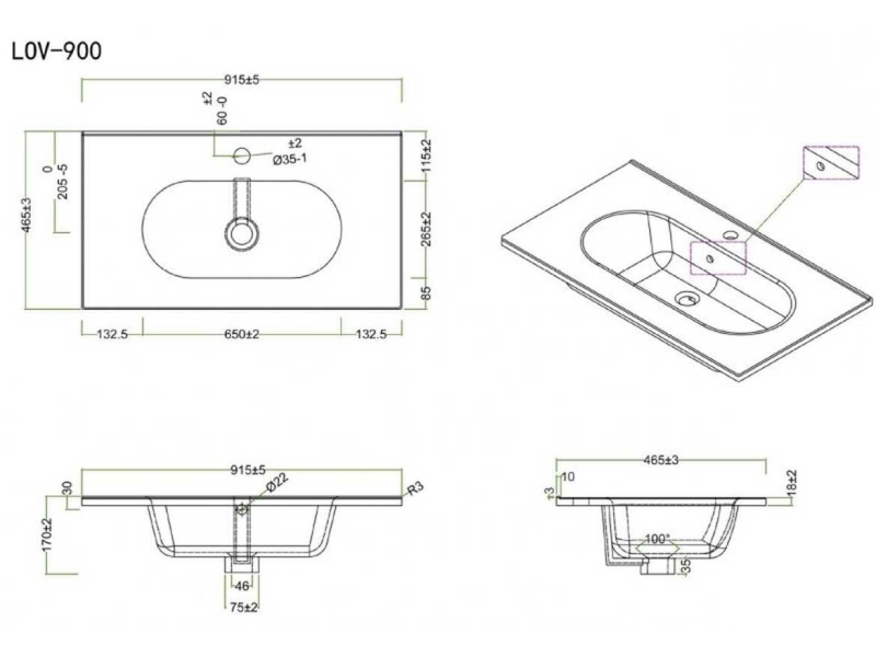 Купить Раковина керамическая BelBagno LOV-900-LVB, 91.5 x 46.5 x 17.5 см, белая