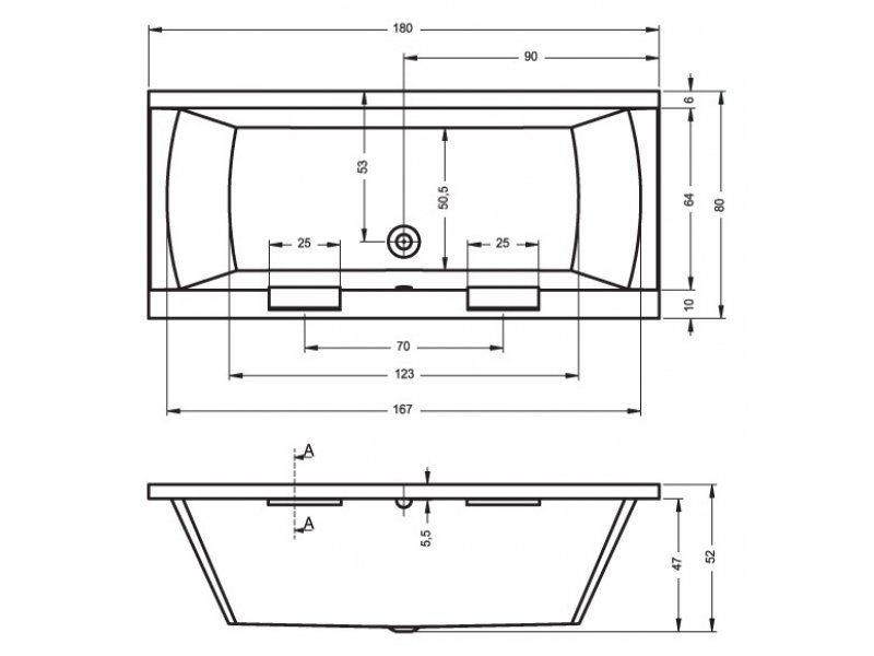 Купить Ванна акриловая Riho Modena 180 x 80 см