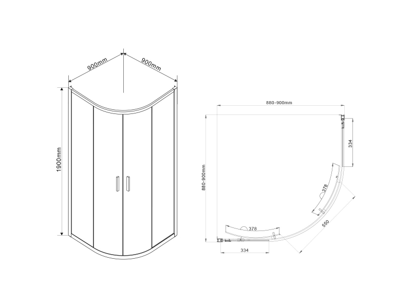 Купить Душевой уголок Vincea Garda VSQ-1G900CLB, 90 x 90 см, четверть круга, дверь раздвижная, стекло прозрачное, черный