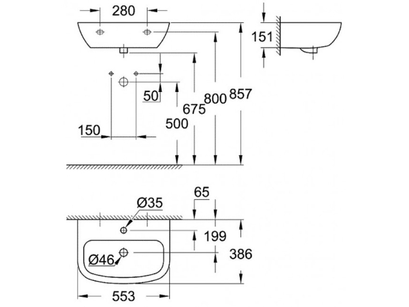 Купить Раковина Grohe Bau Ceramic подвесная, альпин-белый, 39440000