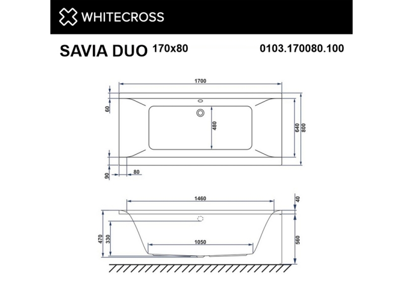 Купить Ванна гидромассажная Whitecross Savia Duo Ultra, 170 х 80 см, увеличенная толщина акрила, усиленная армировка, белый/бронза, 0103.170080.100.ULTRA.BR