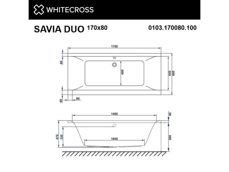 Купить Ванна гидромассажная Whitecross Savia Duo Relax, 170 х 80 см, увеличенная толщина акрила, усиленная армировка, белый/хром, 0103.170080.100.RELAX.CR