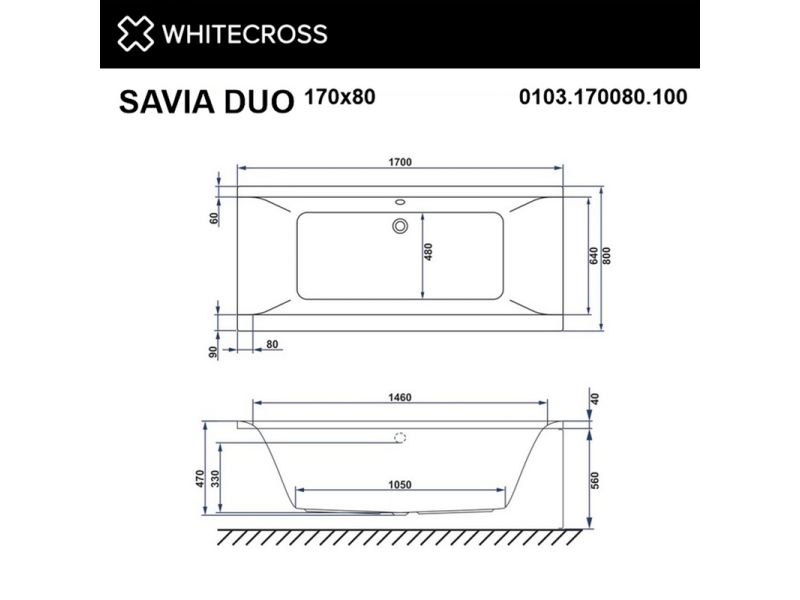 Купить Ванна гидромассажная Whitecross Savia Duo Line, 170 х 80 см, увеличенная толщина акрила, усиленная армировка, белый/золото, 0103.170080.100.LINE.GL