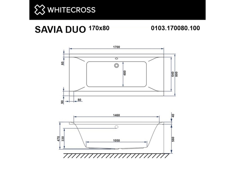 Купить Ванна гидромассажная Whitecross Savia Duo Smart, 170 х 80 см, увеличенная толщина акрила, усиленная армировка, белый/хром, 0103.170080.100.SMART.CR