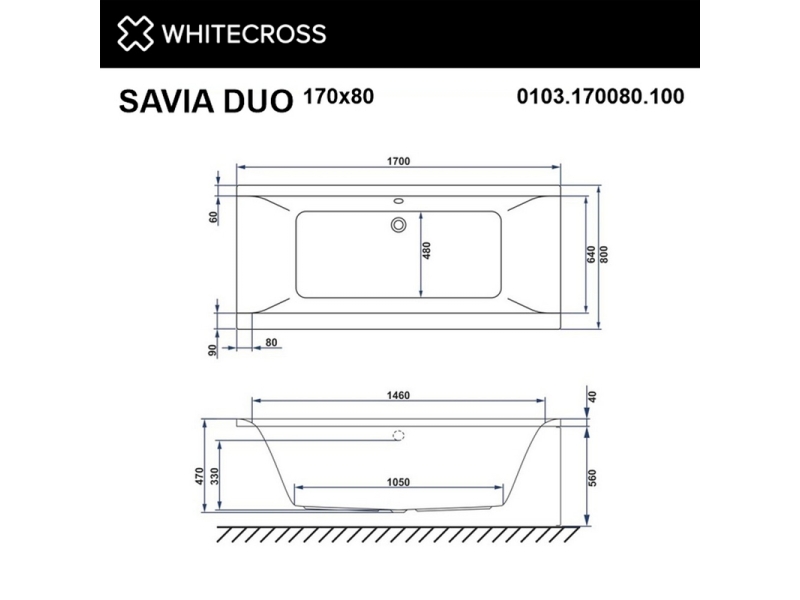 Купить Ванна гидромассажная Whitecross Savia Duo Soft, 170 х 80 см, увеличенная толщина акрила, усиленная армировка, белый/бронза, 0103.170080.100.SOFT.BR