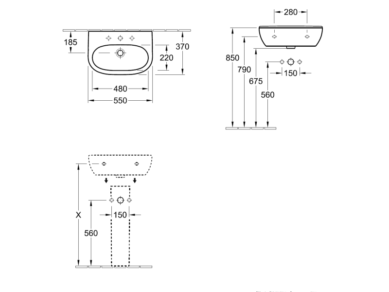 Купить Раковина Villeroy&Boch O.novo 55 х 37 см, подвесная, альпийский белый, 51665501