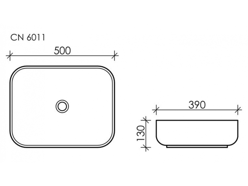 Купить Раковина Ceramica Nova CN6011 50 x 39 x 13 см, накладная, прямоугольная, без перелива