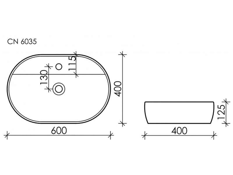 Купить Раковина Ceramica Nova Element, 60 х 40 х 12.5 см, цвет белый, CN6035