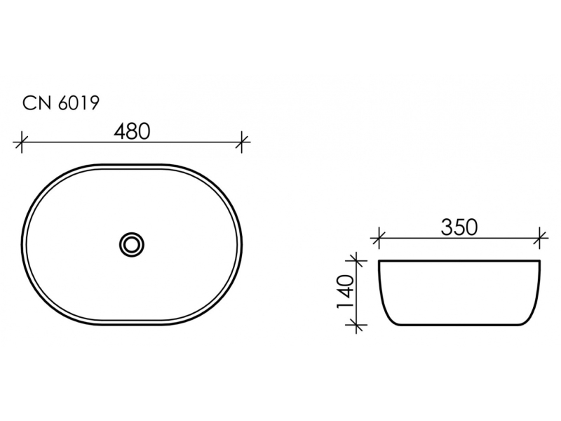 Купить Раковина Ceramica Nova Element CN6019 48 x 35 x 14 см, накладная, овальная, без перелива