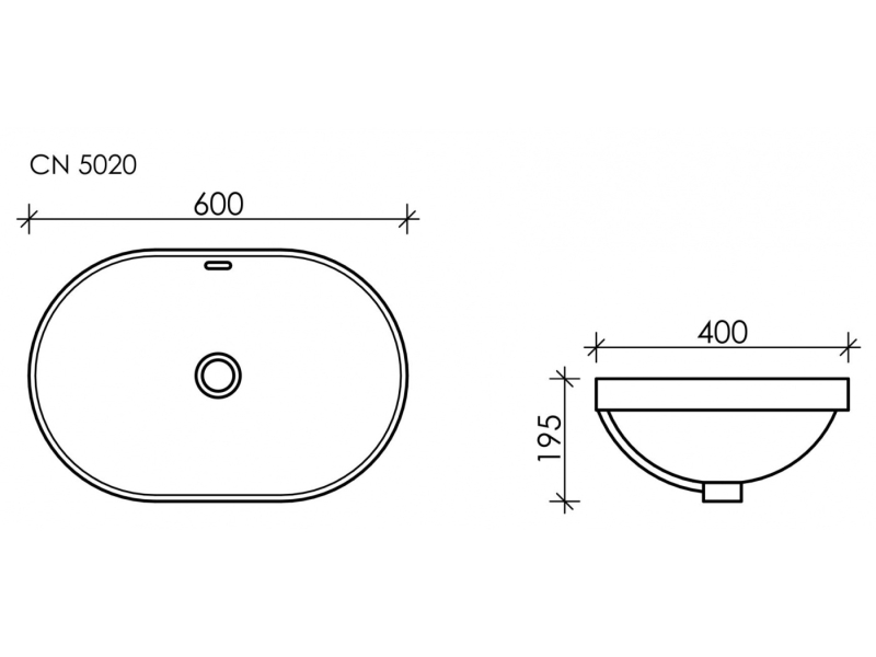 Купить Раковина Ceramica Nova Element CN5020 60 x 40 x 19.5 см, овальная, с переливом
